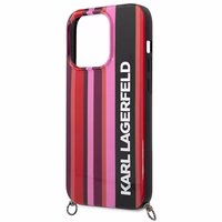 Karl Lagerfeld Color Stripes Strap Ümbris jaoks iPhone 14 Pro - roosa
