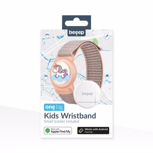 Beeep OneTag otsinguseade laste Velcro-kinnitusega käepaelaga, Unicorn, Apple Find My / Android
