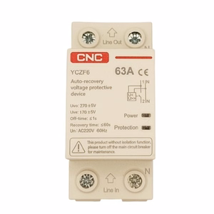 Self-Recovery Overvoltage ja Undervoltage Protector, 1P+N, 63A, 230V