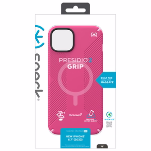 Speck Presidio2 Grip MagSafe ümbris seadmele iPhone 14 Plus, libisemiskindla haardega, Digital Pink / Blossom Pink / White värvikombinatsioon