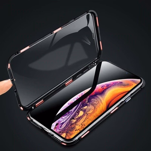 Wozinsky Full Magnetic Case Full Body Front and Back Cover with built-in glass for Vivo X60 black-transparent