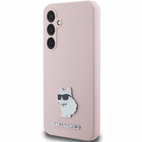 Karl Lagerfeld Silicone Choupette Metal Pin ümbris jaoks Samsung Galaxy S23 FE - roosa