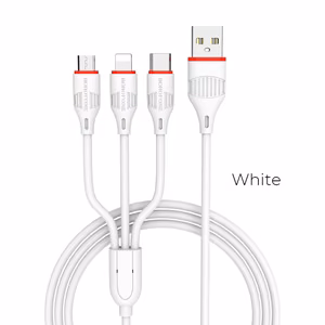 USB kaabel Borofone BX17 3in1 microUSB-Lightning-Type-C valge