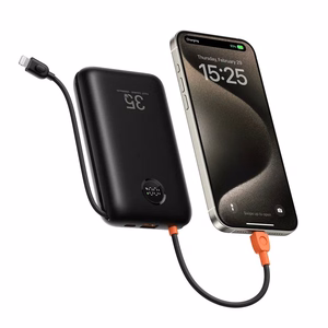 Veger K2 (W2068) 20000 mAh akupank 35W PD QC3.0 integreeritud USB-C ja Lightning kaablitega, must