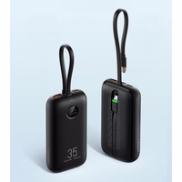 Powerbank Veger K1 (W1188) PD QC3.0 35W 10000 mAh with built-in Typ C cables / Lightning czarny