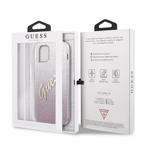 Guess GUHCP12SPCUGLSPI iPhone 12 mini 5.4" roosa/roosa kõvakaaneline Glitter Gradient Script