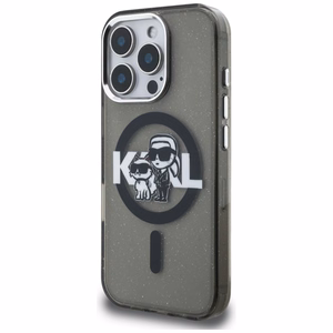 Karl Lagerfeld IML Glitter Karl & Choupette Sketch Logo MagSafe чехол iPhone 16 Pro - черный