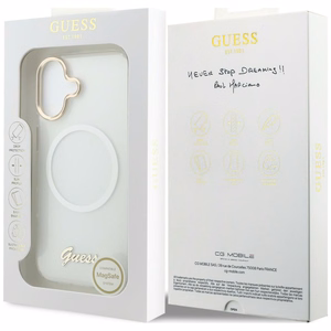 Guess IML Gradient Script Metal MagSafe Ümbris for iPhone 17 - valge