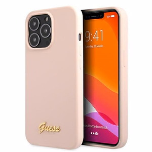 Guess GUHMP13LLSLMGLP iPhone 13 Pro / 13 6.1" светло-розовый/светло-розовый жёсткий чехол Silicone Script Gold Logo Magsafe