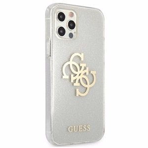 Guess GUHCP12LPCUGL4GTR iPhone 12 Pro Max 6.7" läbipaistev kõva ümbris Glitter 4G Big Logo