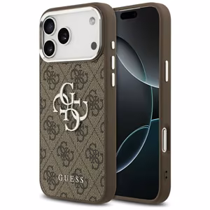 GUESS ümbris jaoks IPHONE 17 Pro Max GUHCP17XP4G4SMCW (4G PU Leather Ümbris with Big 4G and Classic Logo and Hõbedane Metal Camera Raamiga) brown