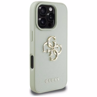 Guess Grained Big 4G Logo Small Classic Logo ümbris jaoks iPhone 16 Pro - roheline