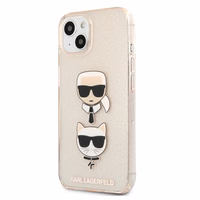 Karl Lagerfeld Glitter Karl's & Choupette Head Case iPhone 13 mini jaoks - kuldne