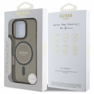 Guess IML Glitter Circle MagSafe ümbris jaoks iPhone 16 Pro Max - must
