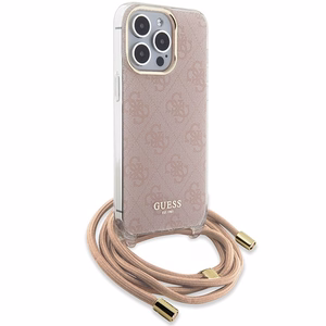 GUESS ümbris jaoks IPHONE 15 Pro GUHCP15LHC4SEP (Crossbody Cord 4G Print) roosa