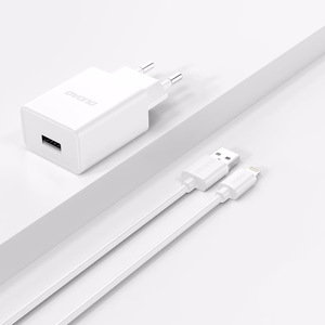 Dudao A4EU USB-A 2.1A wall Laadija - valge + USB-A - Lightning kaabel