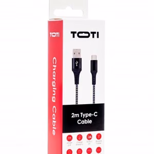 SEEK TOTI USB-A kuni Type-C, 2 m punumisega kaabel 2A, must/Space grey