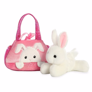 Fancy Pals PeekaBoo keskkonnahoidlik jänku plüüslelu roosas kotis, 20 cm