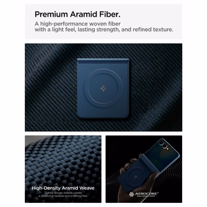 Spigen AirSkin Aramid MagFit MagSafe ümbris mudelile Samsung Galaxy Z Flip 8 – tumesinine