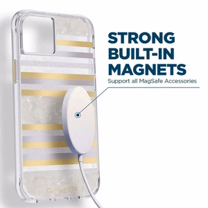 Case-Mate Pearl Stripes MagSafe ümbris seadmele iPhone 14 Plus, pärlmutrikaunistusega
