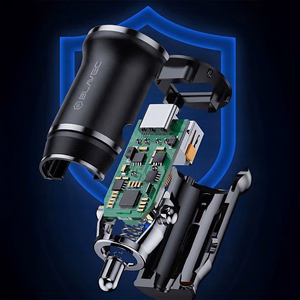 Blavec Автомобильное зарядное устройство BS-01B-C Road — USB + Type C — QC 3.0 18W PD 20W с кабелем Type C — Type C (CCBS01BCR-UCB) чёрный