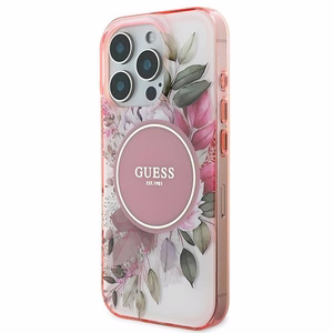 Guess IML Flower & Tonal Circle MagSafe Чехол iPhone 16 Pro Max - розовый
