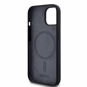 DKNY Liquid Silicone Valge Printed Logo MagSafe Ümbris jaoks iPhone 15 / 14 / 13 - Must