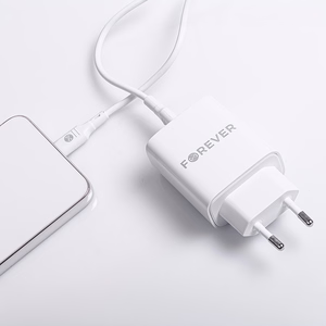 Forever TC-07-30AC PD QC laadija 1x USB-C 1x USB 30W valge + USB-C - USB-C kaabel 60W