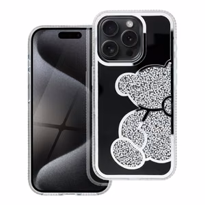 TEDDY BEAR Ümbris jaoks IPHONE 15 Pro hõbedane