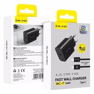 Blavec Сетевое зарядное устройство BC-7 GaN4 - Type C - PD QC 45W 3A с кабелем Type C to Type C (TCBC7G4-CB453A+CC) чёрное