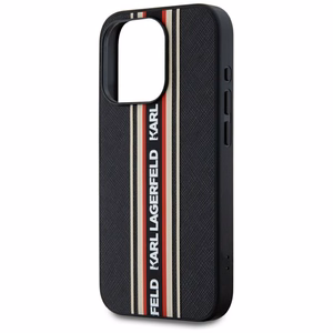 Karl Lagerfeld Saffiano Athleisure Stripes Cord iPhone 15 Pro Ümbris - Punane