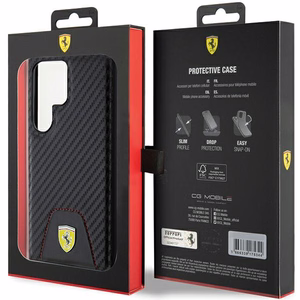 Ferrari Carbon Stitched Bottom ümbris jaoks Samsung Galaxy S24 Ultra - must