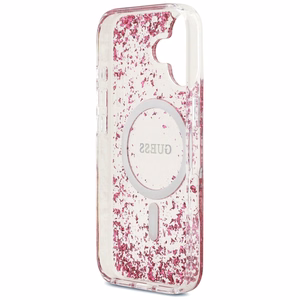Guess Resin Bottom Glitter MagSafe ümbris iPhone 17 jaoks - roosa