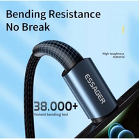 USB Kaabel Essager "Sunset" Must "Type-C / Type-C" 200cm (kuni 100W)