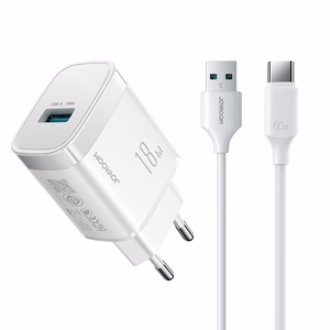 Joyroom JR-TF4 18W сетевое зарядное устройство с кабелем USB-A — USB-C 3A 1м — белый
