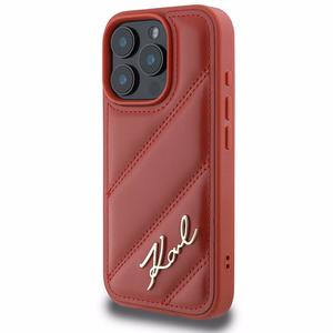 Karl Lagerfeld Quilted Signature iPhone 16 Pro Ümbris - punane