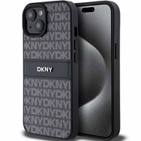 DKNY Leather Mono Stripe & Metal Logo Ümbris jaoks iPhone 15/14/13 - Must