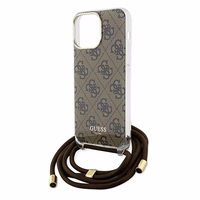 Guess Crossbody Cord 4G Print ümbris jaoks iPhone 15 Pro Max - brown