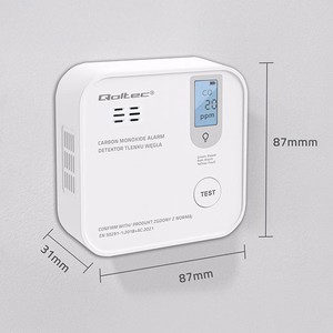 Qoltec 52577 Juhtmevaba vingugaasi (CO) andur akuga | anduri tööiga 10 aastat | alarm 85dB | LED