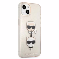 Karl Lagerfeld Glitter Karl's & Choupette Head Case iPhone 13 mini jaoks - kuldne