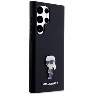 Karl Lagerfeld Silicone Ikonik Metal Pin ümbris jaoks Samsung Galaxy S24 Ultra - must