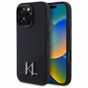 Karl Lagerfeld Silicone Shadow Metal Initial MagSafe iPhone 16 Pro Ümbris - must