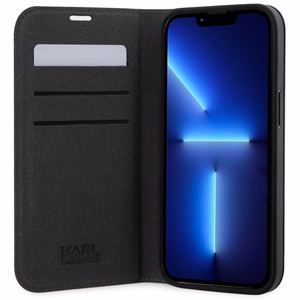 Karl Lagerfeld KLBKP14SSAKLHPG iPhone 14 6.1" bookcase hõbedane/hõbedane Saffiano Monogram
