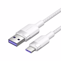 USB 2.0 A to USB-C 6A Vention CTOWH 2M kaabel (valge)