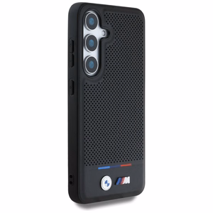 BMW Leather Tricolor Stripe MagSafe Ümbris jaoks Samsung Galaxy S25 - must