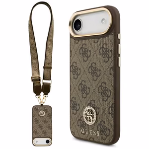 GUESS ümbris jaoks IPHONE 17 Air compatible with MagSafe GUHMP17MP4G4DCSW (PU W/ Strass Logo & Big Strap Metal Buttons) brown