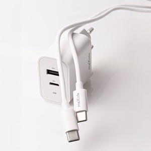 Maxlife MXTC-06-30AC PD QC laadija 1x USB-C 1x USB 30W valge + USB-C - USB-C kaabel 60W