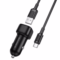 Borofone autolaadija BZ34 Cloud - USB - QC 3.0 18W koos USB C-tüüpi kaabliga must