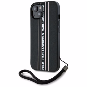 Karl Lagerfeld Saffiano Athleisure Stripes Cord iPhone 15 Ümbris - Roosa