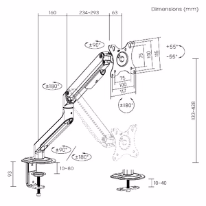 Ühe monitori 17"-32" vedrustusega käetugi